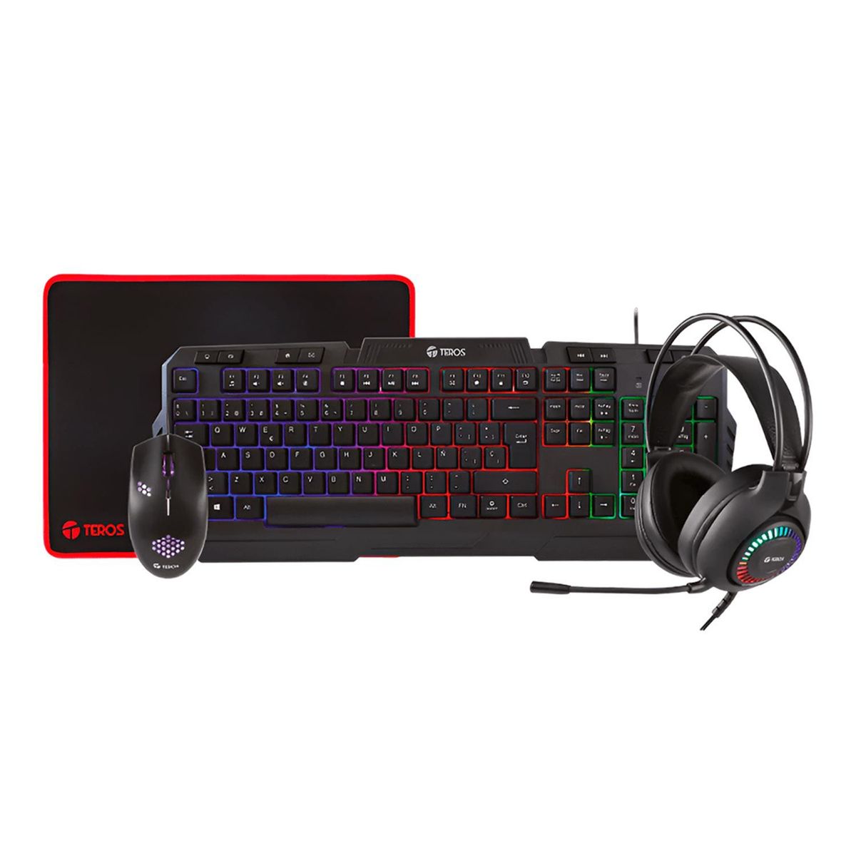 TEROS - Combo Teros Teclado Mouse audifono Multimedia 4 En 1