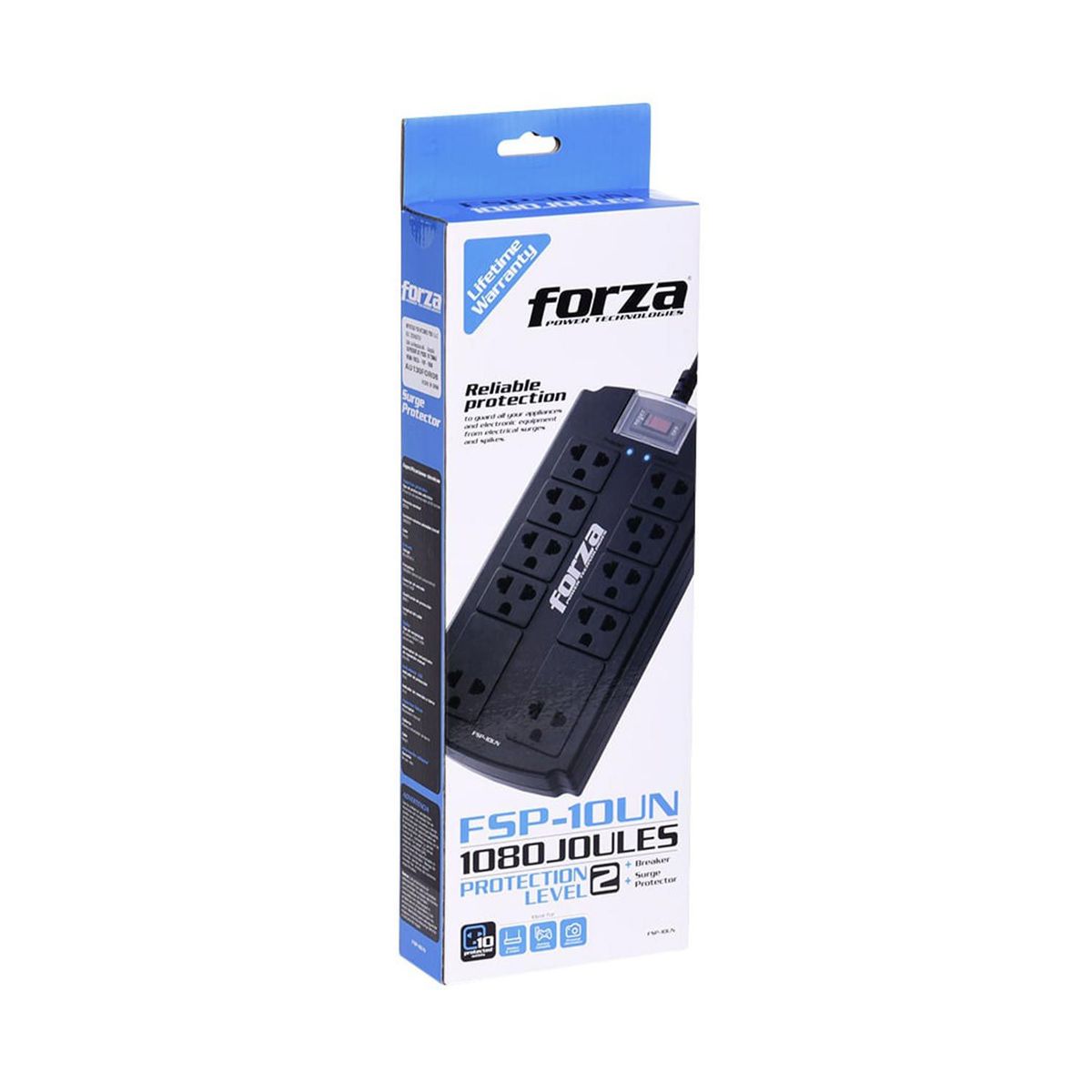 FORZA - Supresor De Pico Forza Fsp 10 Un-1080 Joules 10 Tomas Black