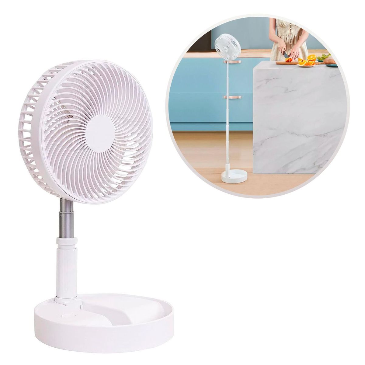 BUYPAL - Ventilador Plegable Inalámbrico Recargable Blanco