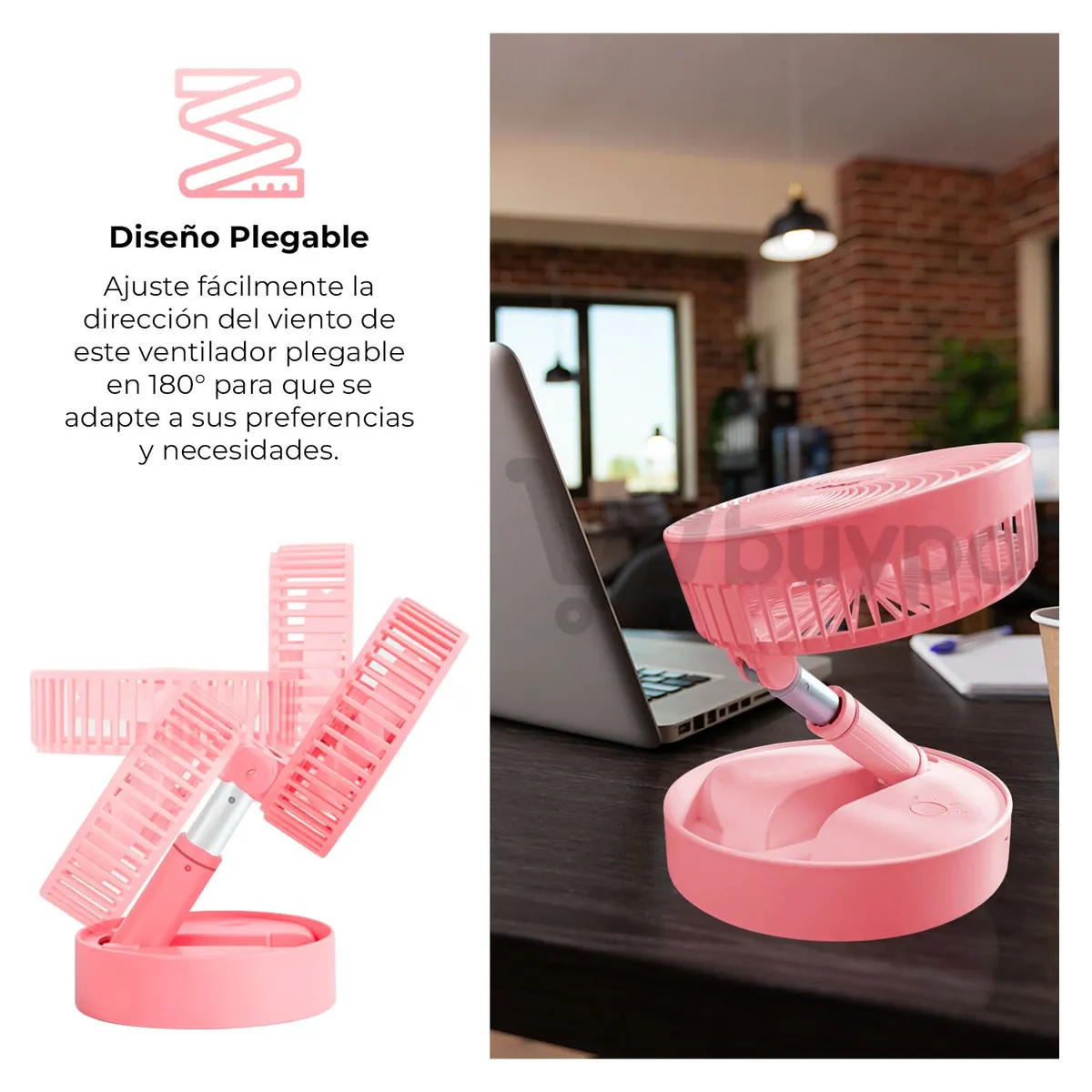 BUYPAL - Ventilador Plegable Inalámbrico Recargable Blanco
