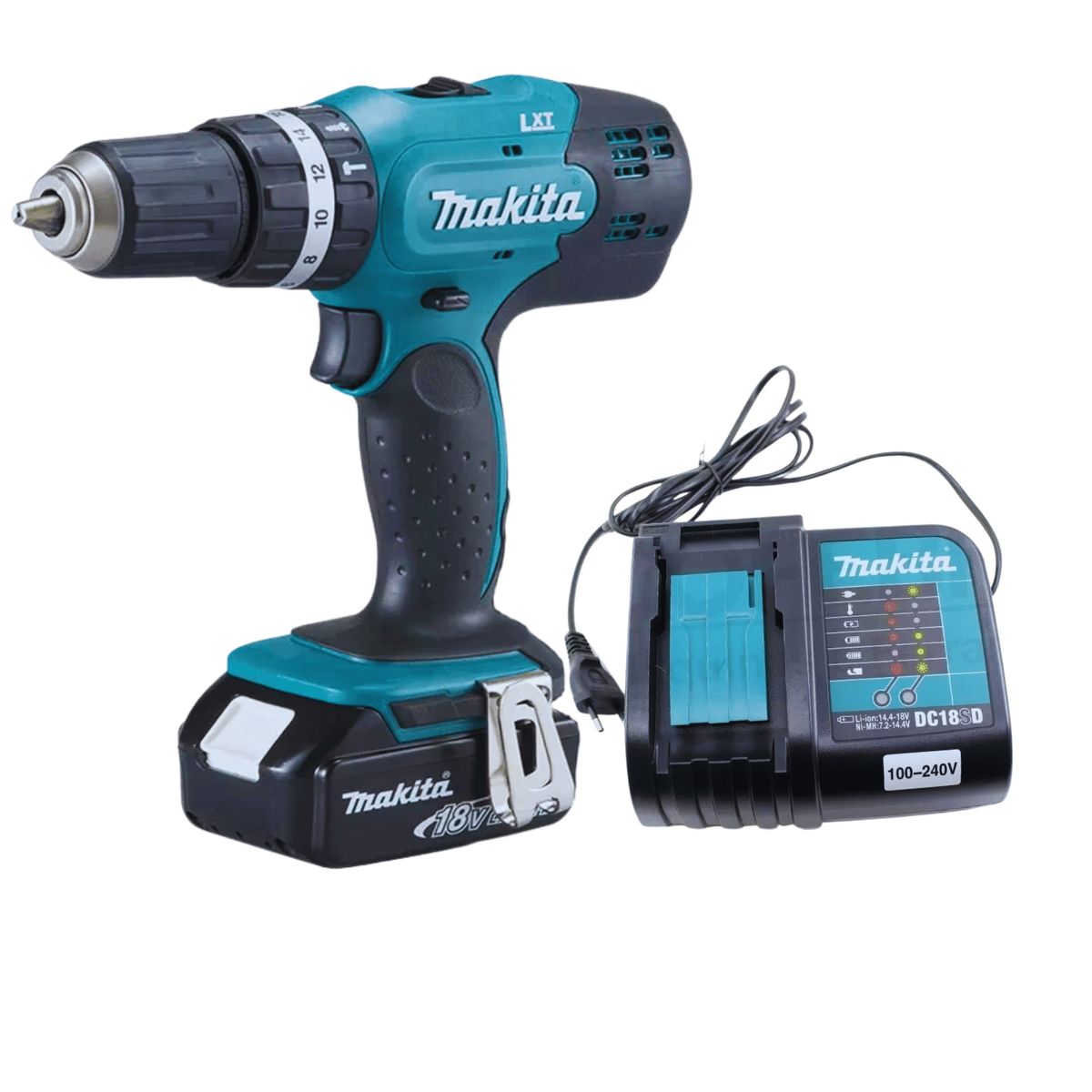 MAKITA - Taladro Percutor 1/2" 18V 42 Nm 1 carg/ + 1 Batería Makita DHP453X10