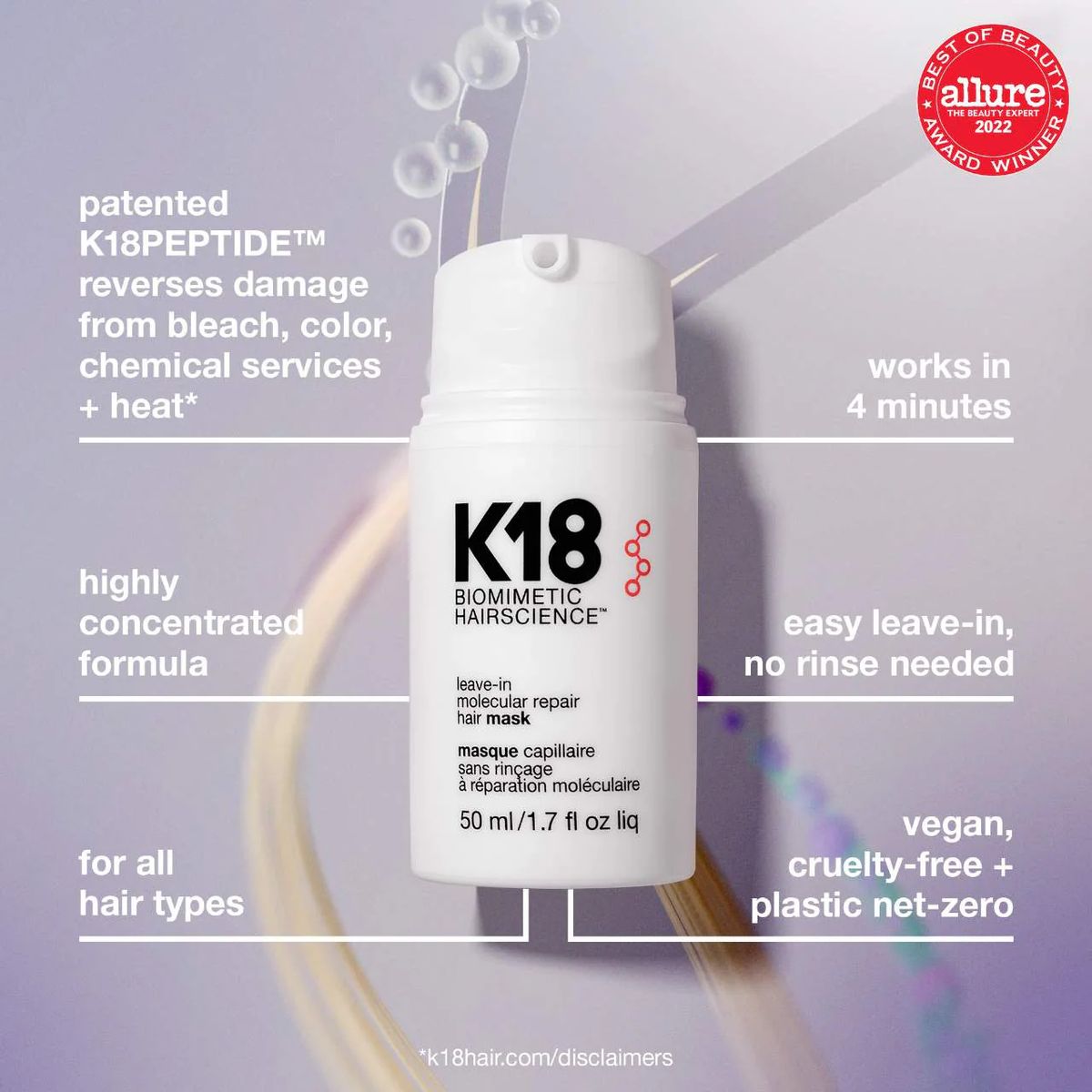 K18 - Mascarilla capilar reparadora molecular - K18