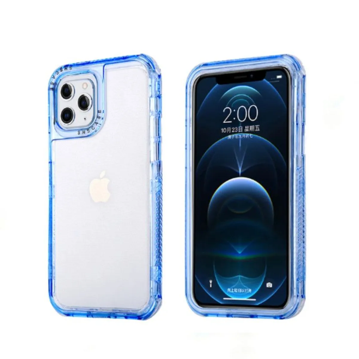 CASE - Case 3 En 1 Con Borde de Color Para Iphone 13 Pro Max - Azul