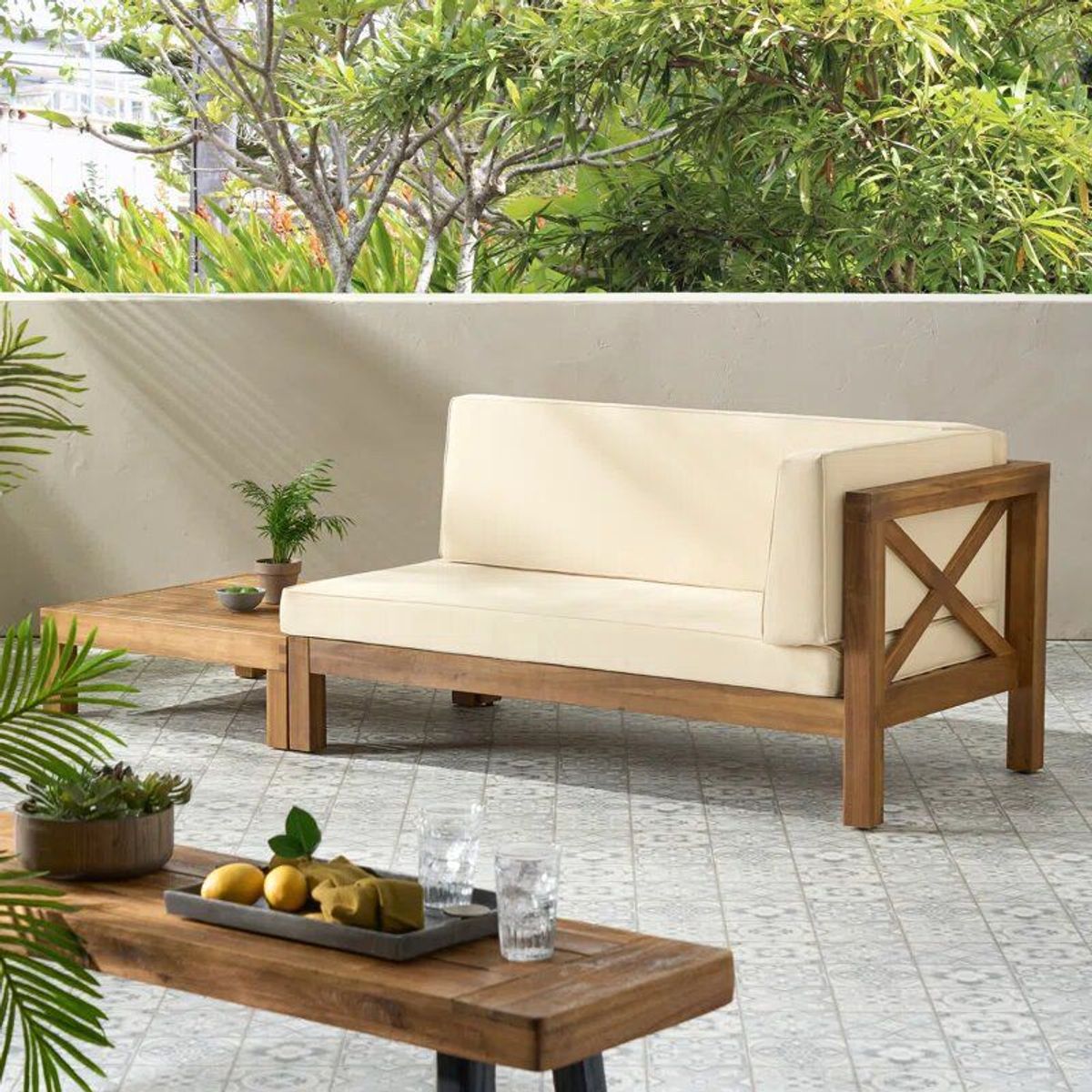 HOME PREMIUM - Chaise Longue + Mesa Min Beige