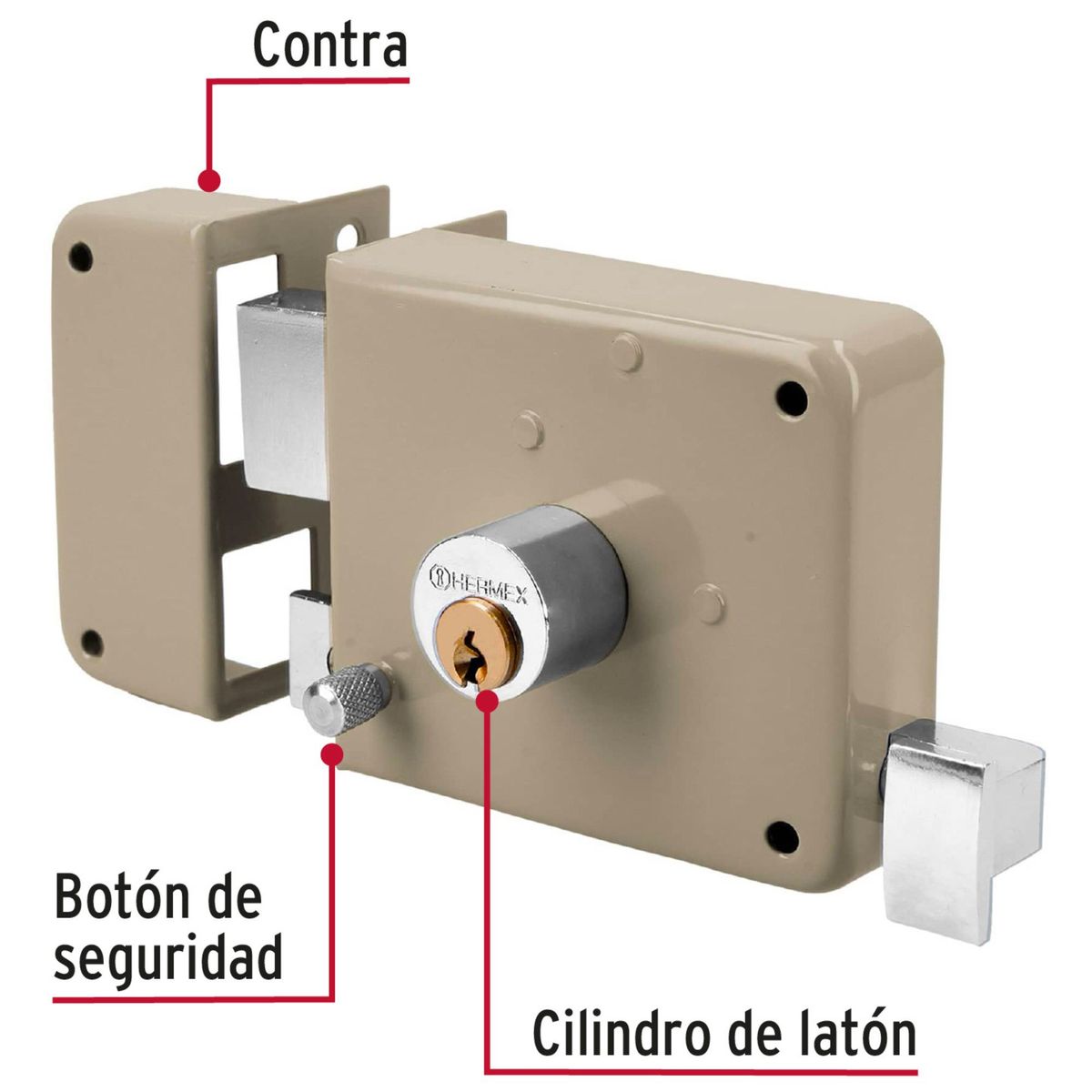 HERMEX - Chapa Cerradura sobreponer izquierda clásica Hermex