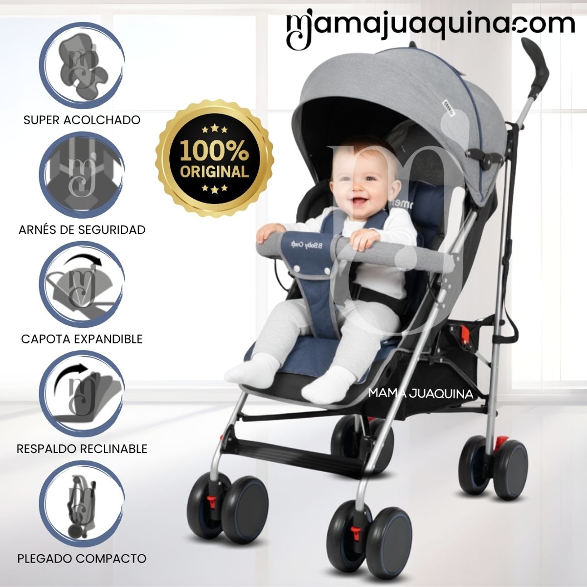 BABY HAPPY - Coche Bastón Deportivo «AMEN» Edición Limitada Blue