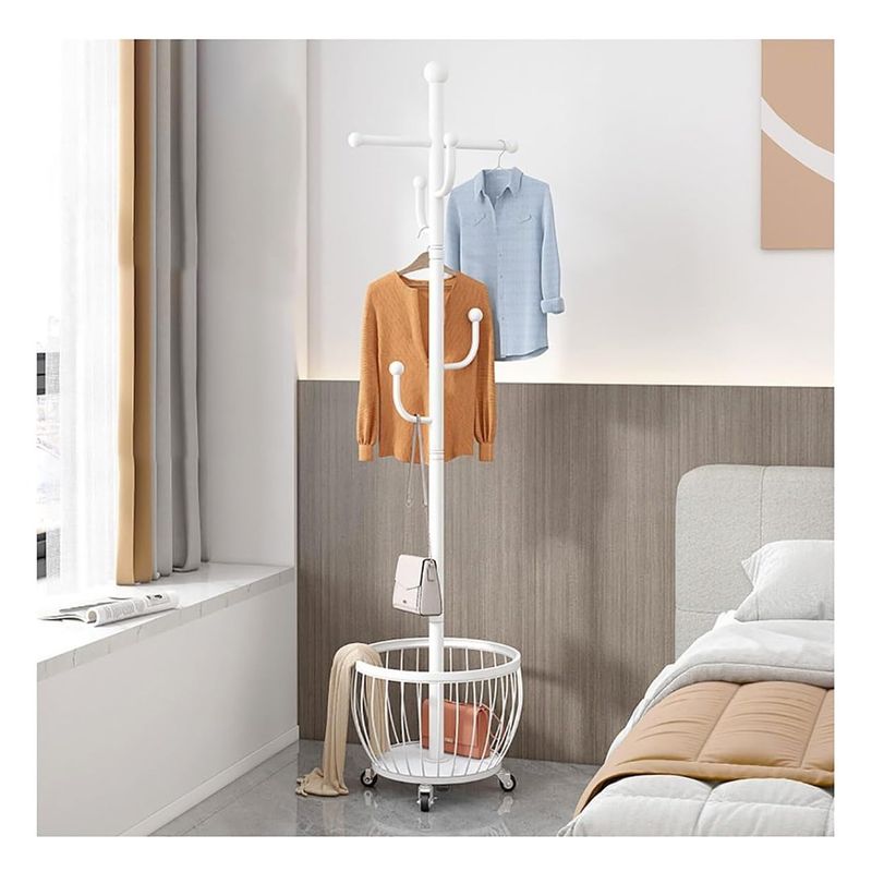 GRETAIL - Perchero Colgador Organizador Ropa Elegante Con Ruedas y Canastilla B
