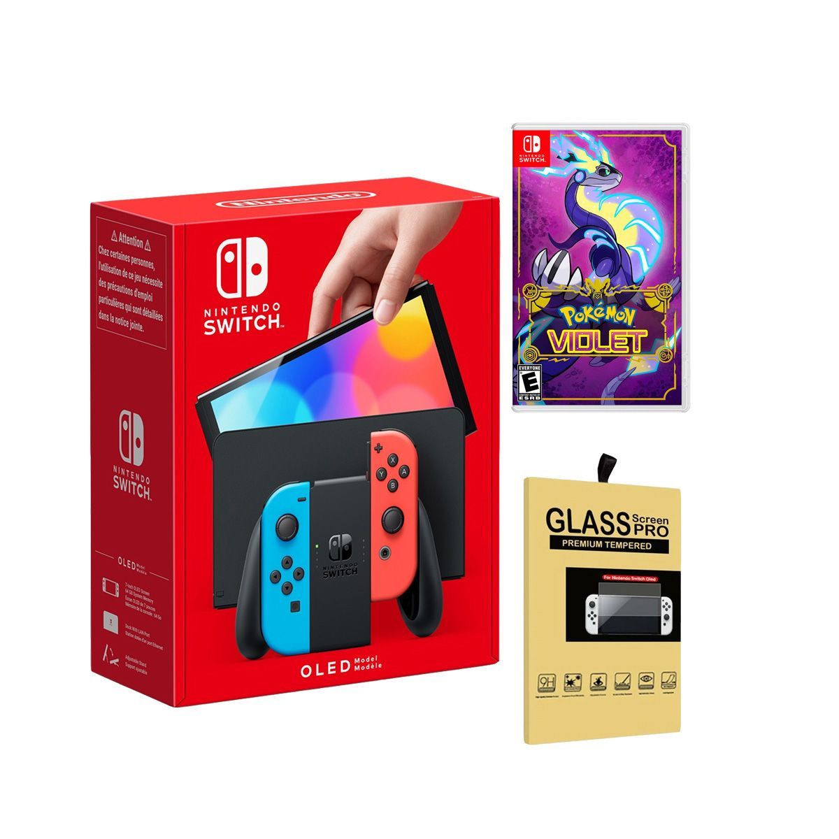 NINTENDO - Consola Nintendo Switch Oled Neon + Pokemon Violet + Mica