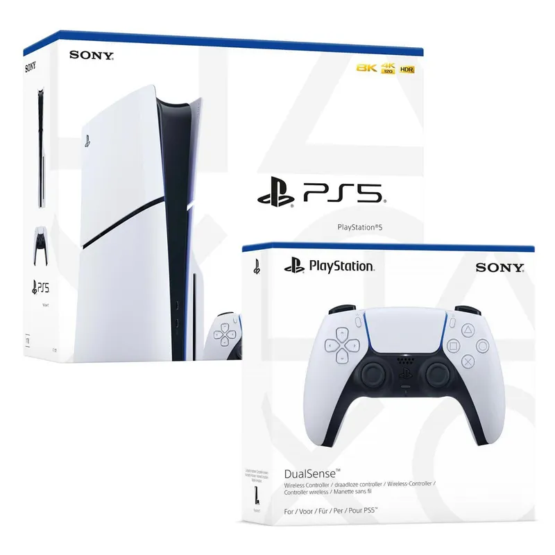 SONY - Consola Ps5 Slim Con Lector De Discos + Mando Dualsense Blanco