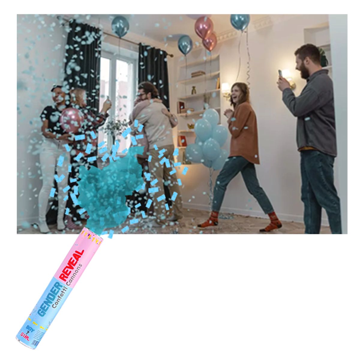 GENERICO - Confetti y polvo revelación color CELESTE 30cm / 1 und