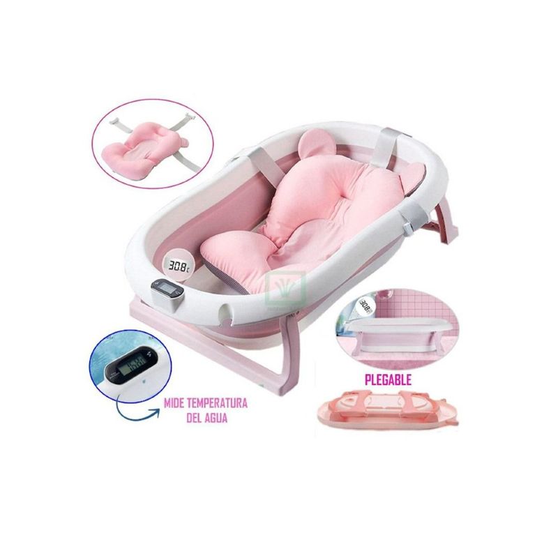 DOUX BEBE - Bañera Plegable con Termómetro para Bebés «TERMO» Pink