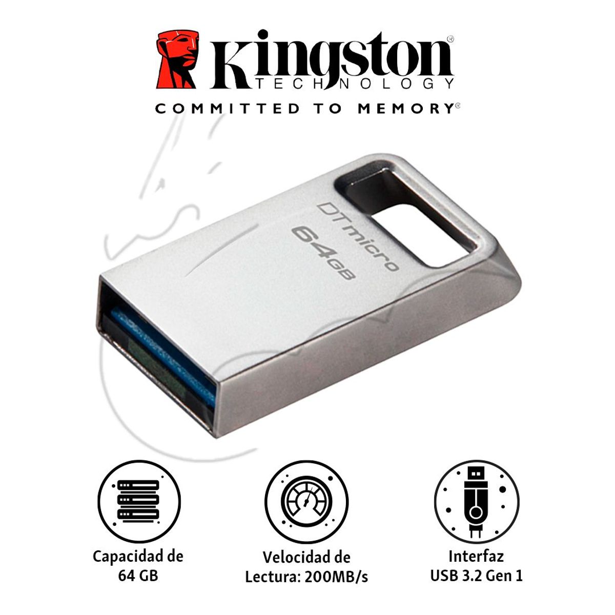 KINGSTON - Memoria Usb Kingston Datatraveler Flash 64 Gb Ultrapequeño