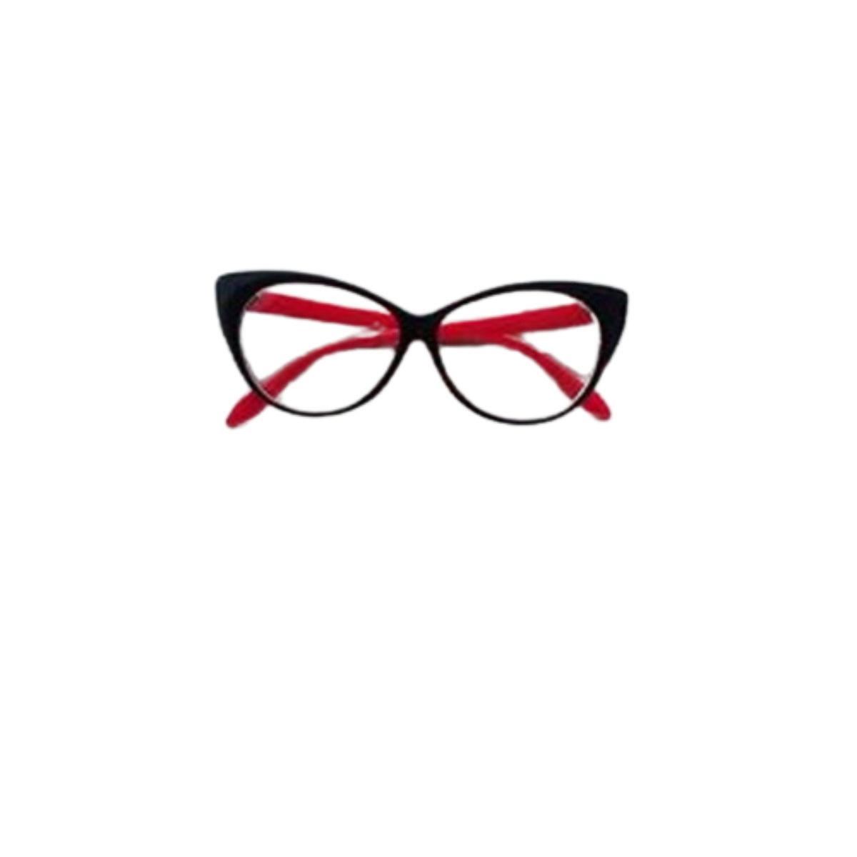 GENERICO - Monturas Lentes Cat Eye Negro Brillante Con Rojo