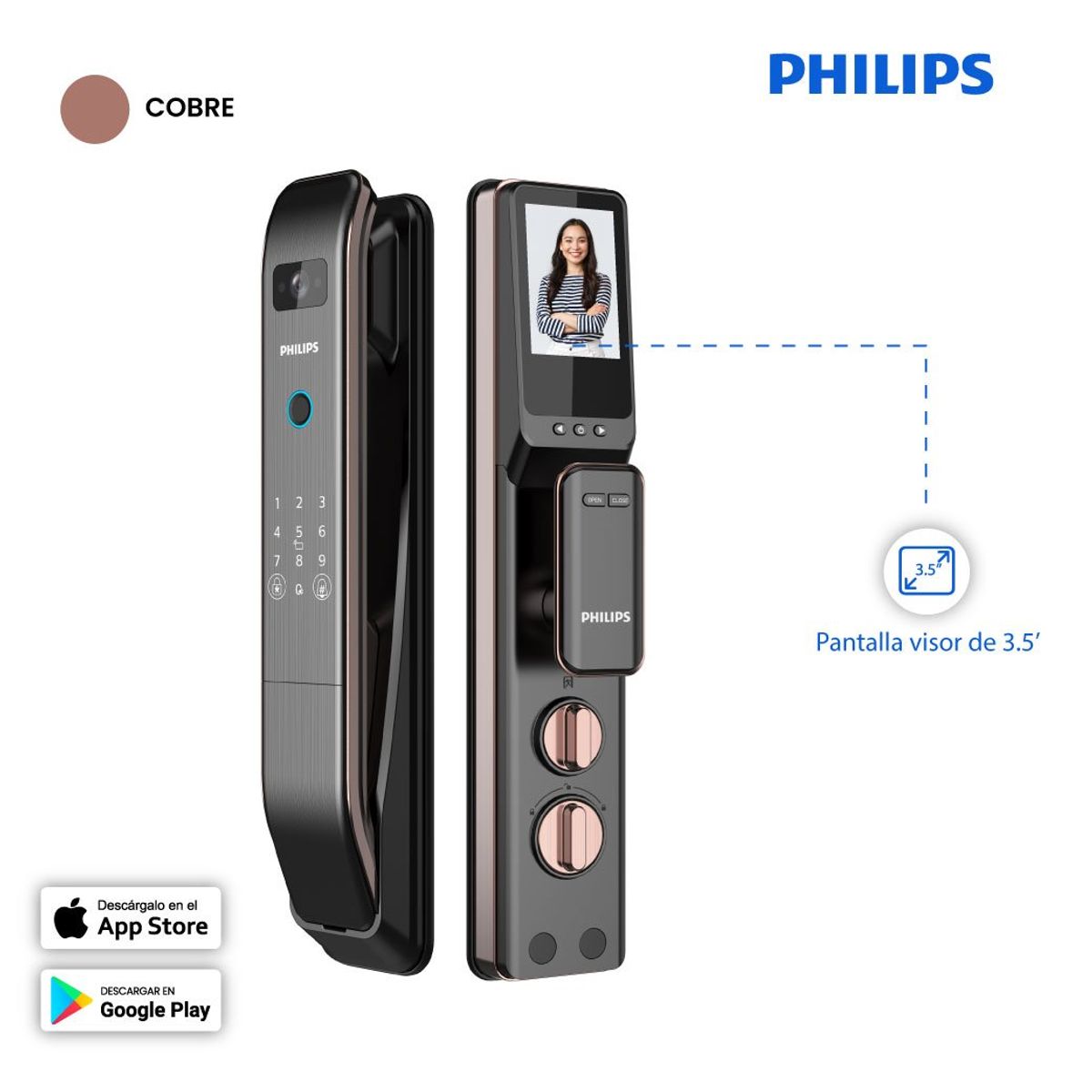 PHILIPS - CERRADURA DIGITAL PHILIPS 303 VP-5HWS - COOPER
