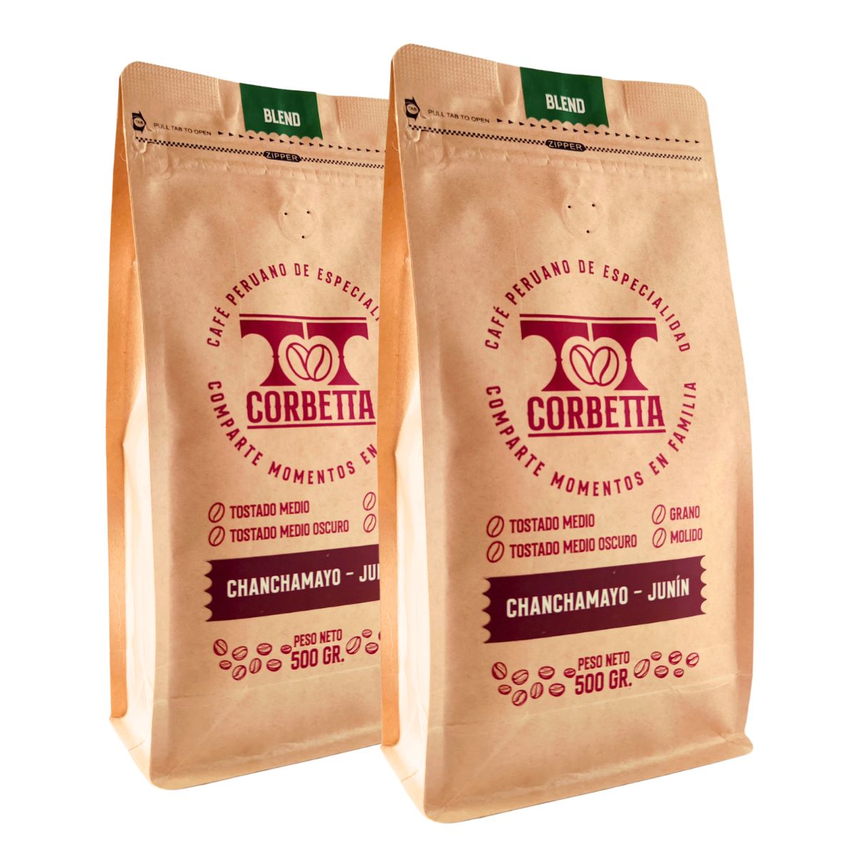 CORBETTA - Café de Especialidad Molido Pack 500 Gr Chanchamayo Blend