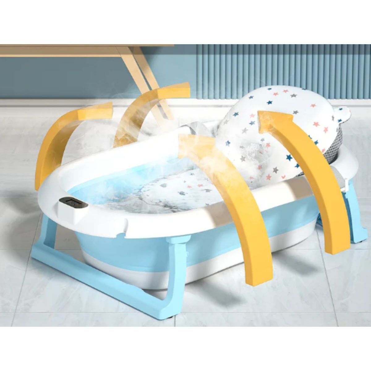 GENERICO - Bañera para Bebe Plegable + Termómetro Cojin Antideslizante