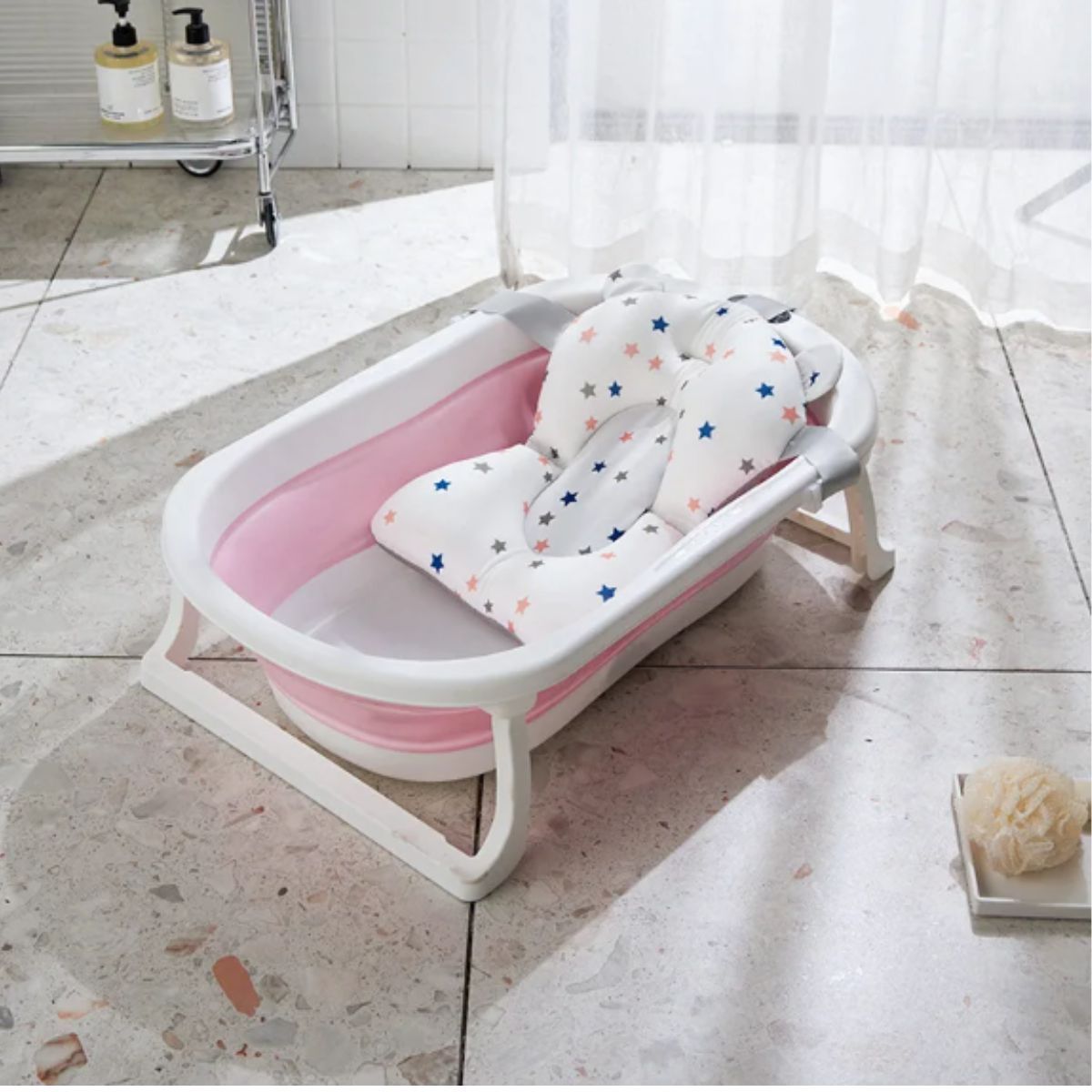 GENERICO - Bañera para Bebe Plegable + Termómetro Cojin Antideslizante