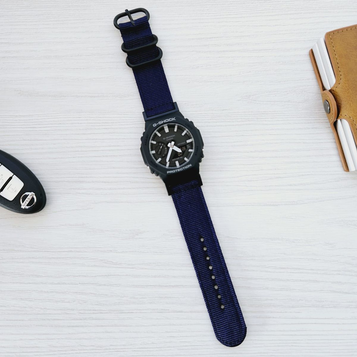 GENERICO - Correa Nylon Repuesto para CASIO G-SHOCK GA-2100 - Azul