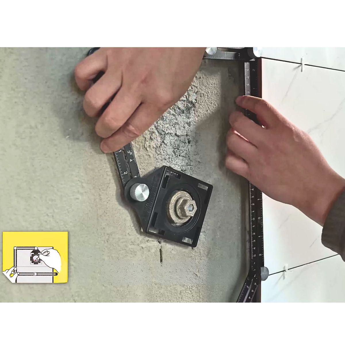 UYUSTOOLS - ESCUADRA POSICIONADOR PARA ENCHAPAR CERAMICO REGLA GUIA PARA AGUJERO