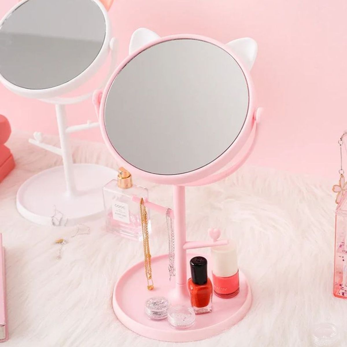 GENERICO - ESPEJO PARA TOCADOR GATITO ROSA