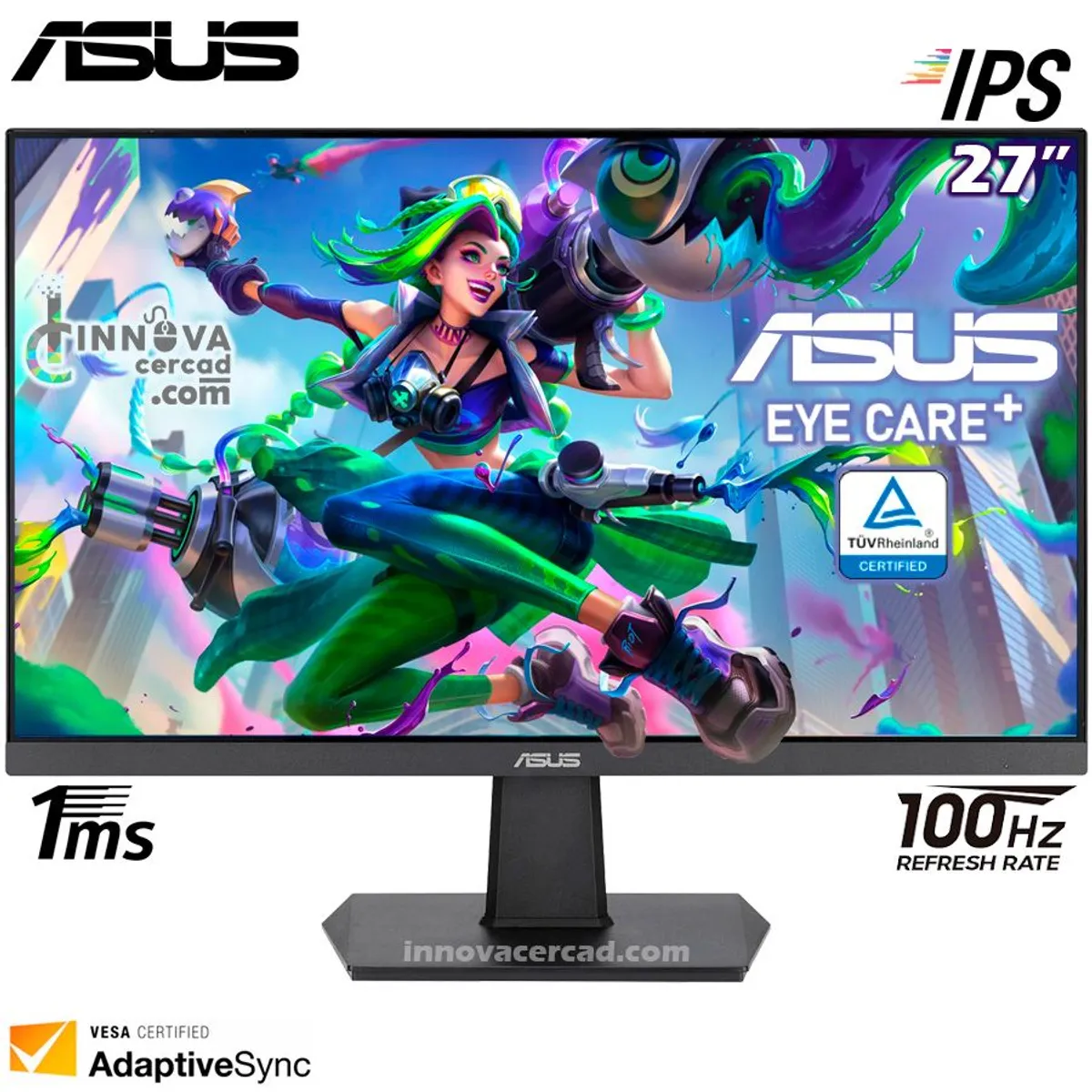 ASUS - Monitor ASUS VA27EHF Eye Care 27", IPS, Full HD, 100 Hz, 1ms, FreeSync