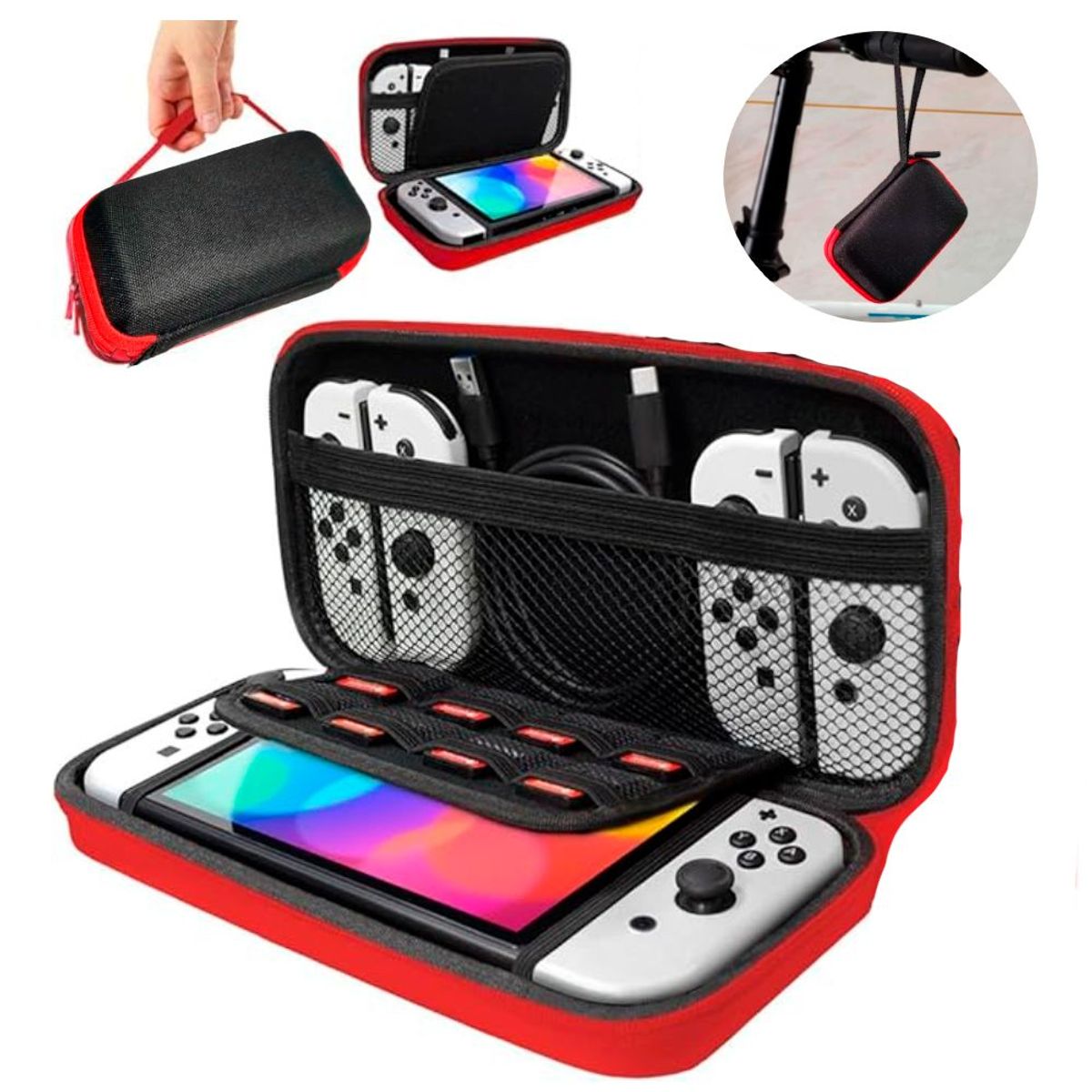 GENERICO - Funda Estuche Nintendo Switch Protector Oled Porta Cartuchos Kit Gamer