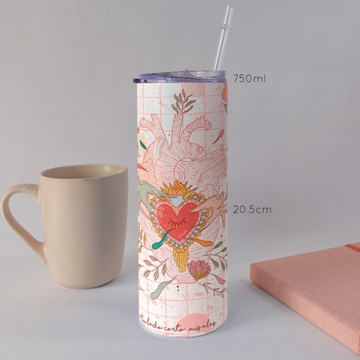 KUSTOMIT - Vaso Tomatodo Tumbler Mug Acero 750ml - Love