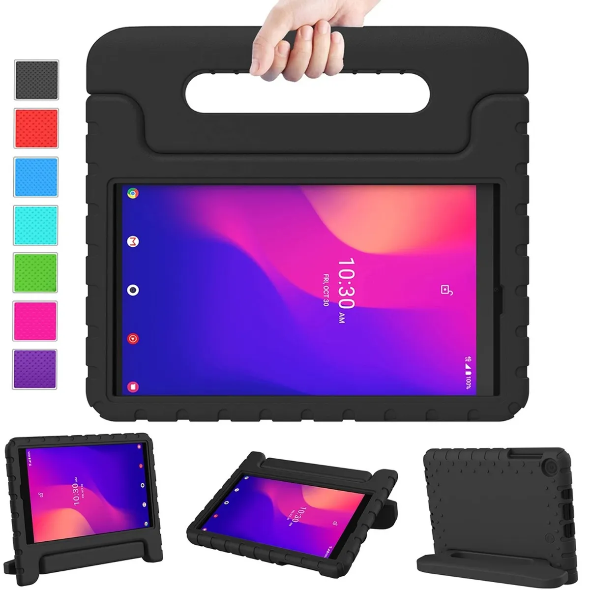 GENERICO - Funda para Samsung Tab A7 104 de Maleta en Goma Negra Resistente