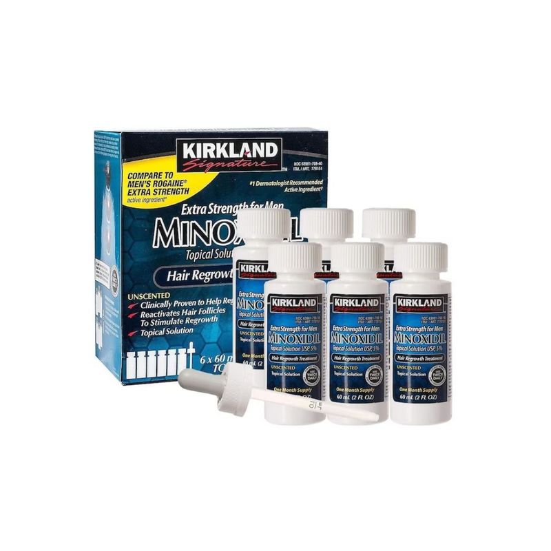 KIRKLAND - Minoxidil Kirkland Caja de 6 frascos + Gotero Original