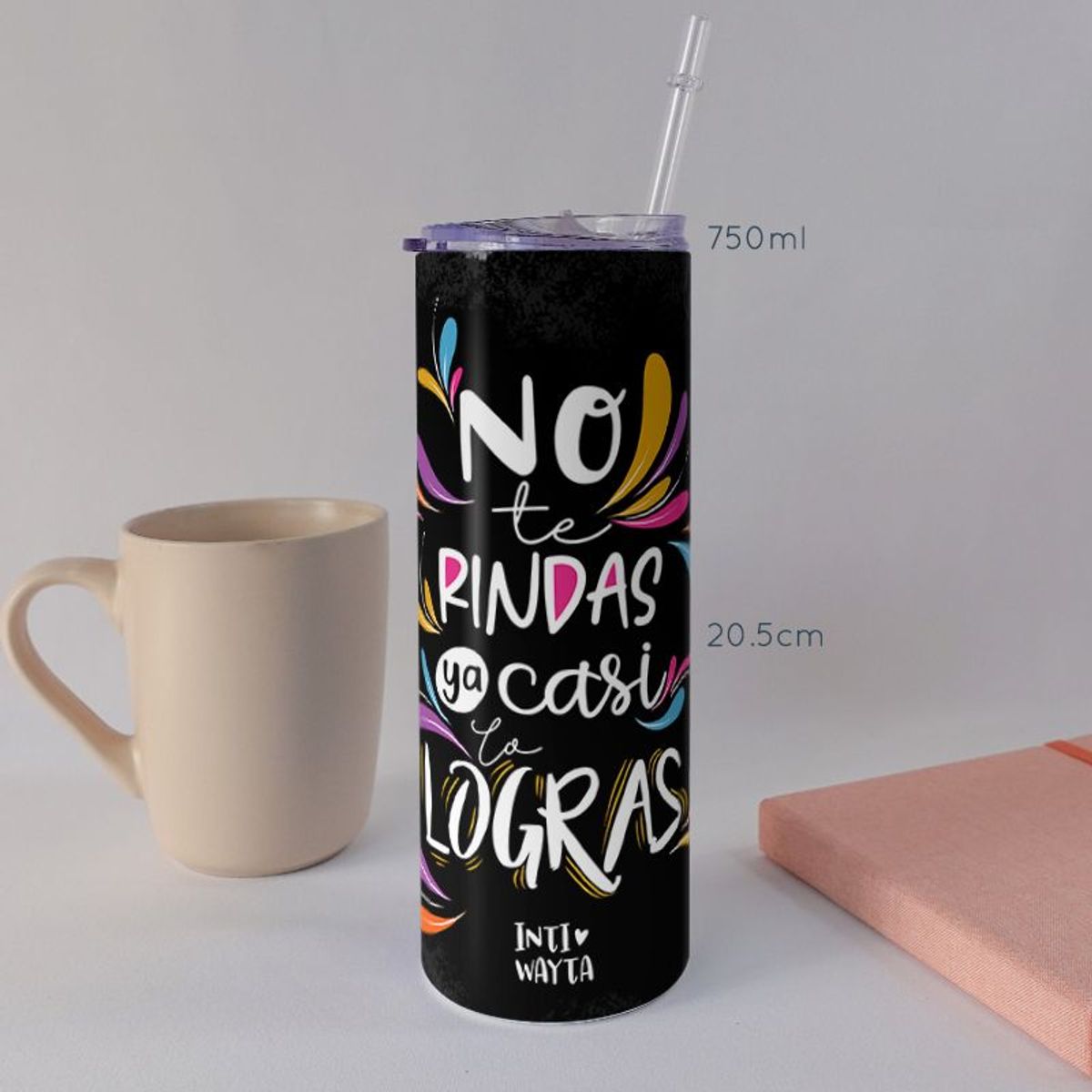 KUSTOMIT - Vaso Tomatodo Tumbler Mug Acero 750ml - No Te Rindas