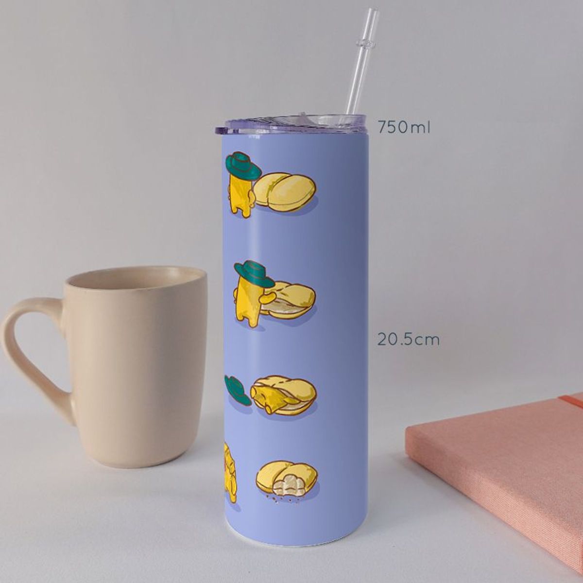 KUSTOMIT - Vaso Tomatodo Tumbler Mug Acero 750ml - Pan con Tamal