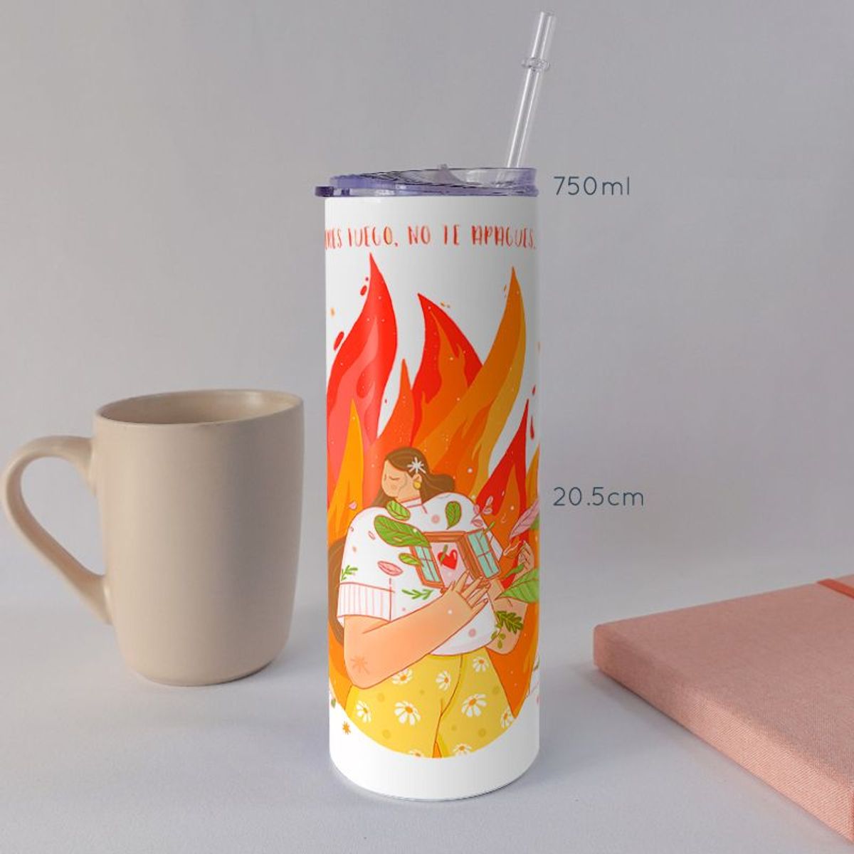 KUSTOMIT - Vaso Tomatodo Tumbler Mug Acero 750ml - Eres Fuego