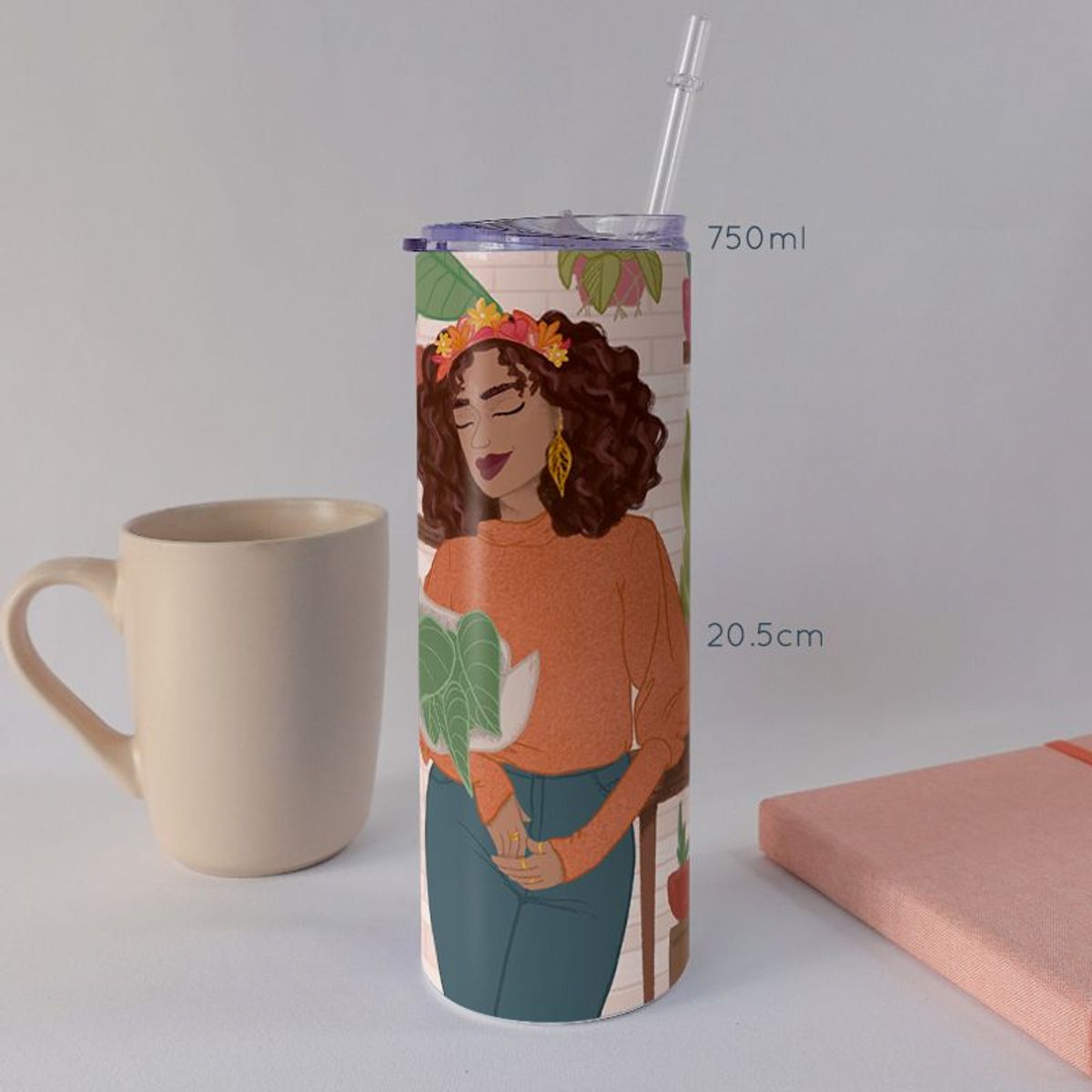 KUSTOMIT - Vaso Tomatodo Tumbler Mug Acero 750ml - Plant lady