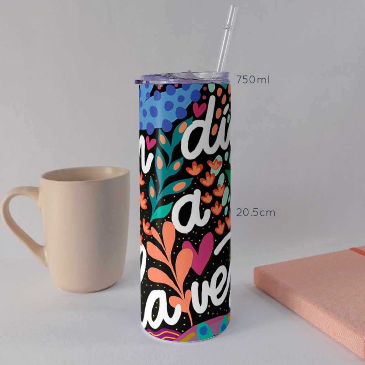 KUSTOMIT - Vaso Tomatodo Tumbler Mug Acero 750ml - Un día a la Vez