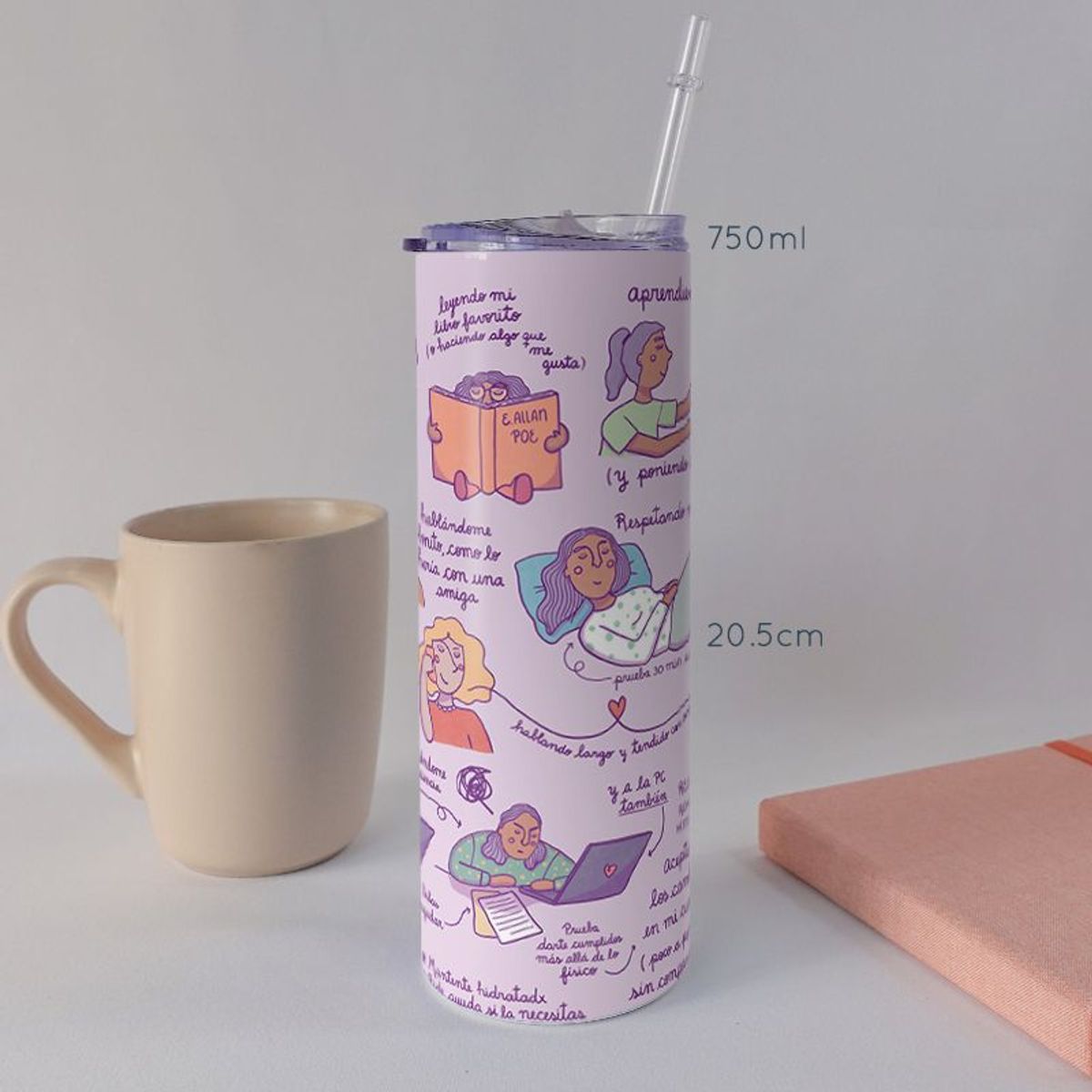 KUSTOMIT - Vaso Tomatodo Tumbler Mug Acero 750ml - Amor Propio