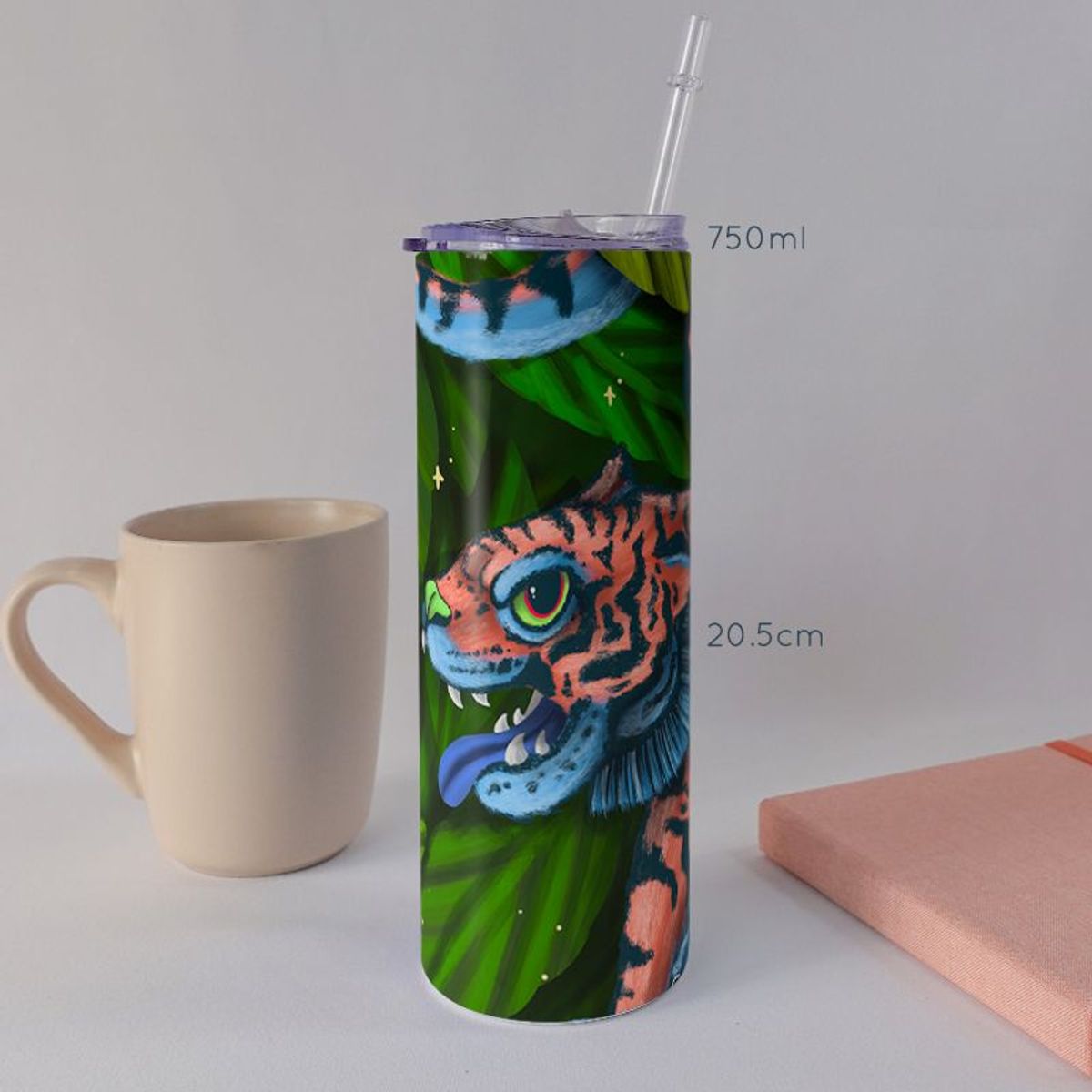 KUSTOMIT - Vaso Tomatodo Tumbler Mug Acero 750ml - Tigre