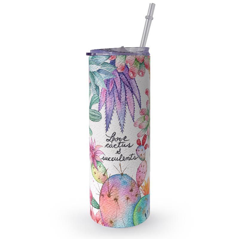 KUSTOMIT - Vaso Tomatodo Tumbler Mug Acero 750ml - Cactus y suculentas