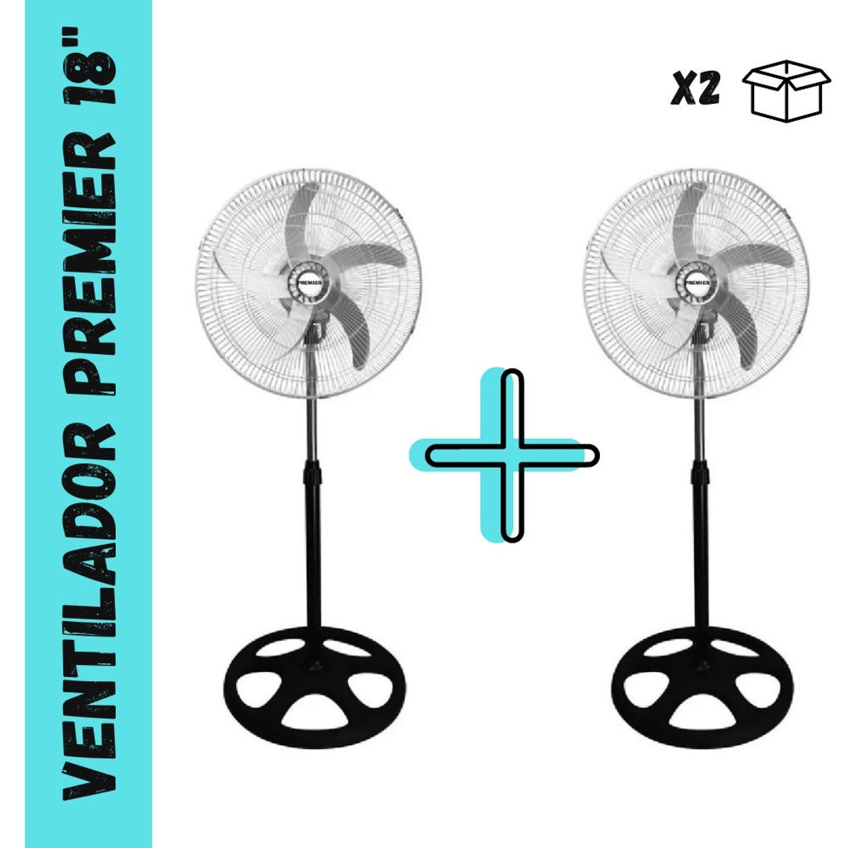 PREMIER - Ventilador Premier De 5 Aspas Plateado 160 w X2 UNIDADES -AB-18PR-5B