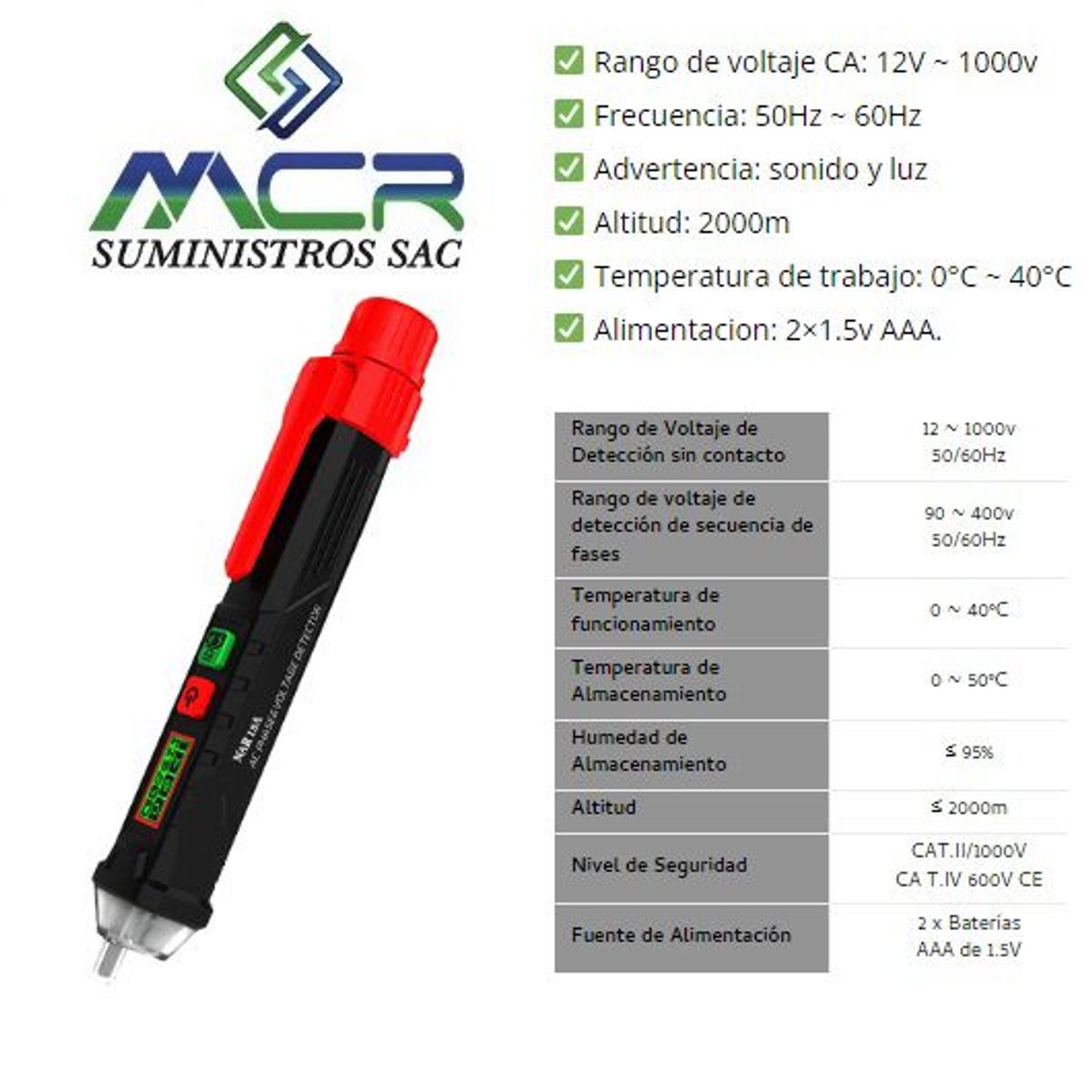 GENERICO - LAPIZ DETECTOR DE VOLTAJE HASTA 1000V