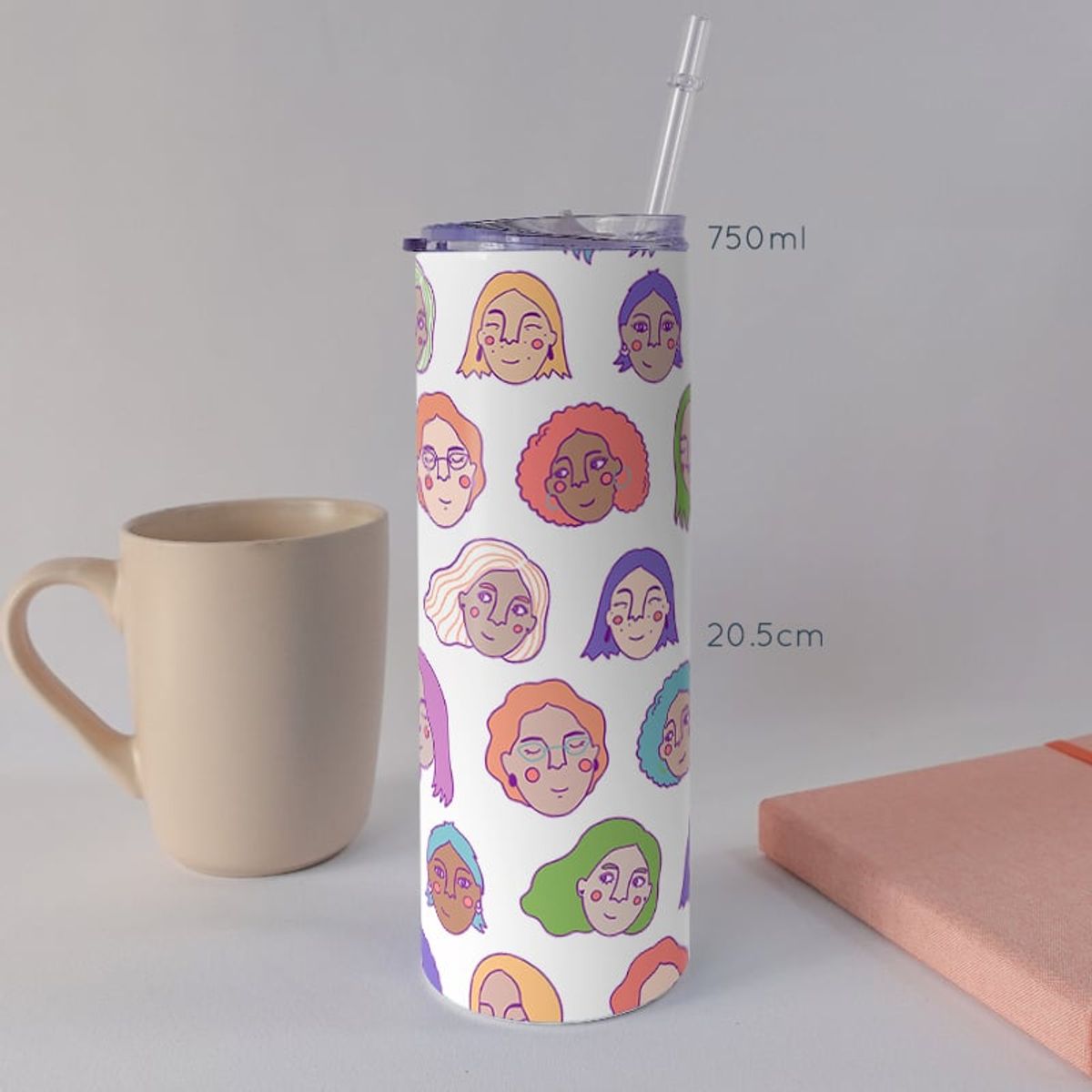 KUSTOMIT - Vaso Tomatodo Tumbler Mug Acero 750ml - Caritas