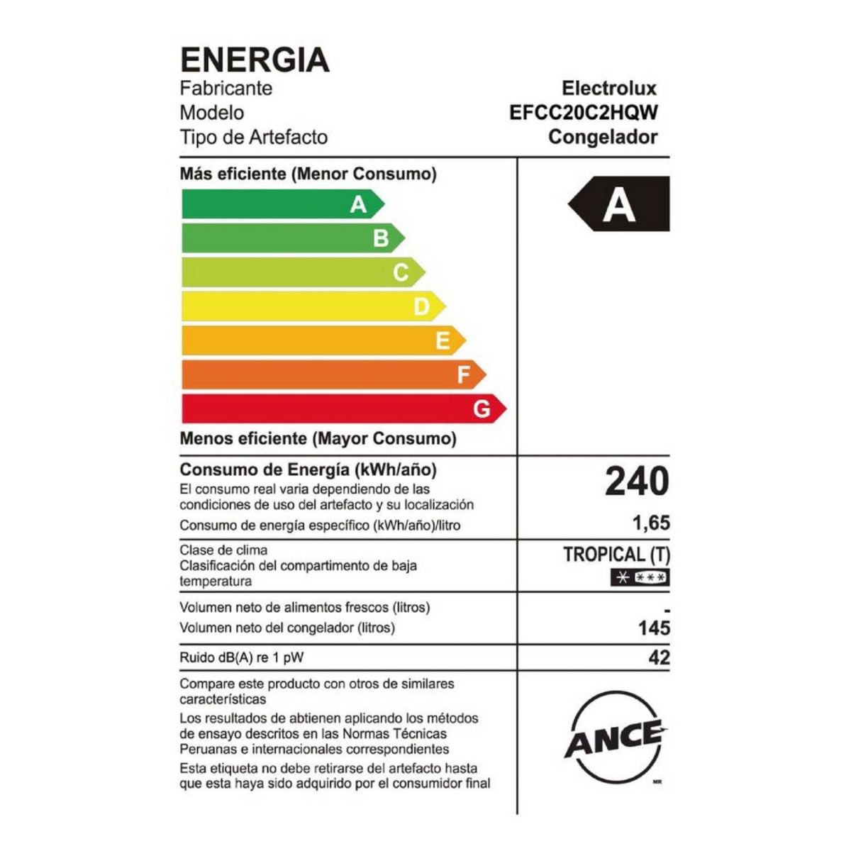 ELECTROLUX - Congeladora Electrolux EFC15A2HPWB, 145 Litros Blanco .