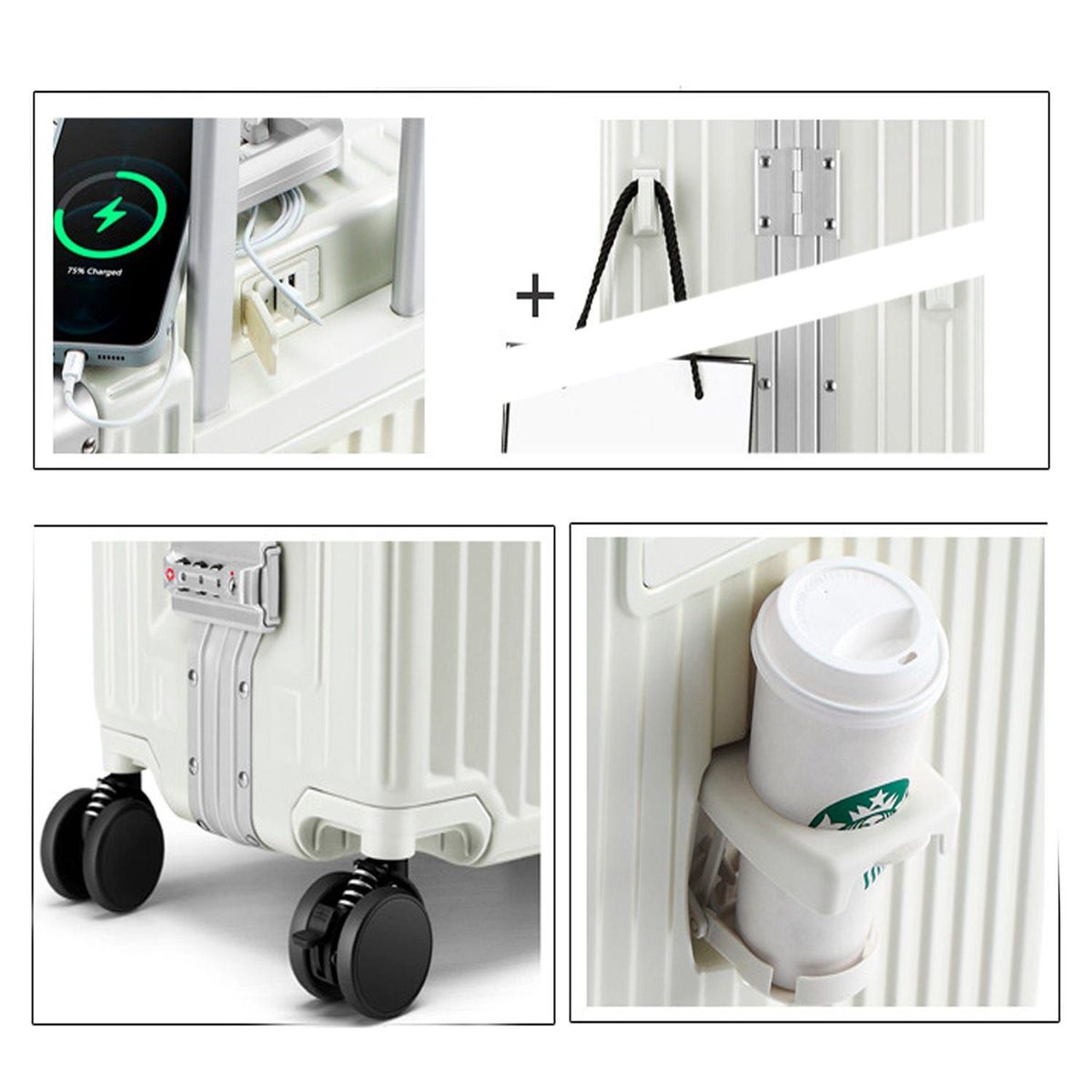 GENERICO - Maleta de Viaje 20 Pulgadas - Blanco_.