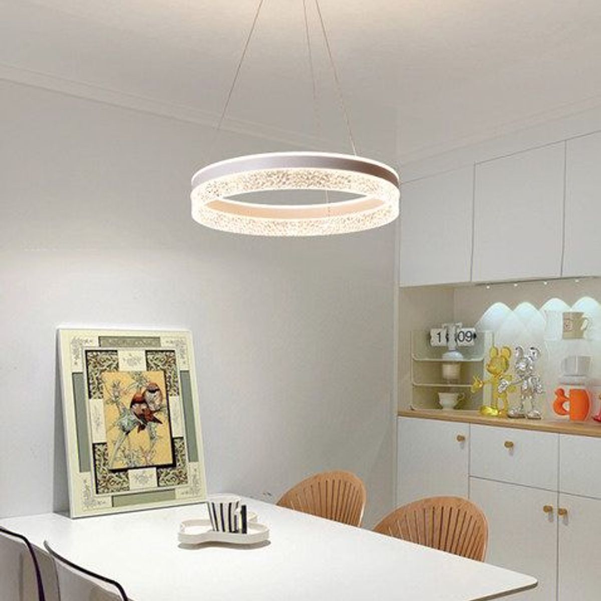 GENERICO - Lampara colgante led aro regulable incluye control remoto