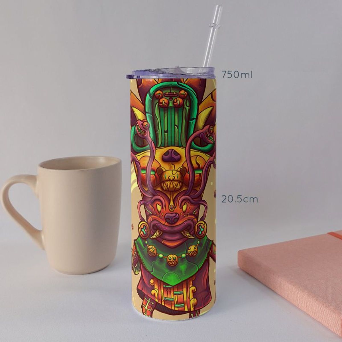 KUSTOMIT - Vaso Tomatodo Tumbler Mug Acero 750ml - Wiracocha