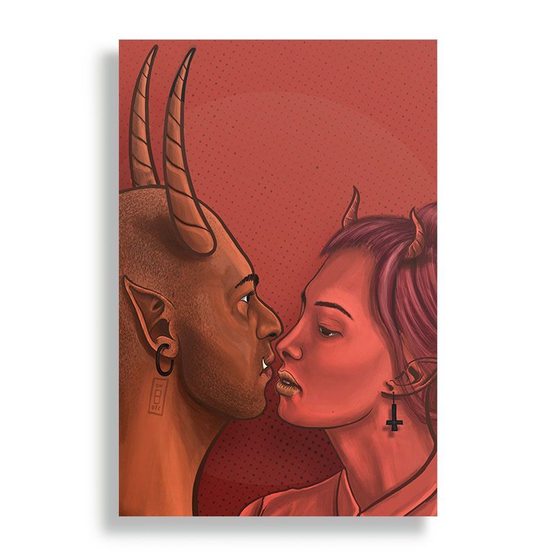 KUSTOMIT - Cuadro Decorativo Aluminio 20x30 - Pareja Diablos