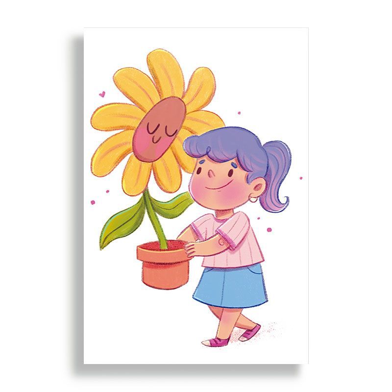 KUSTOMIT - Cuadro Decorativo Aluminio 20x30 - Niña con Flor