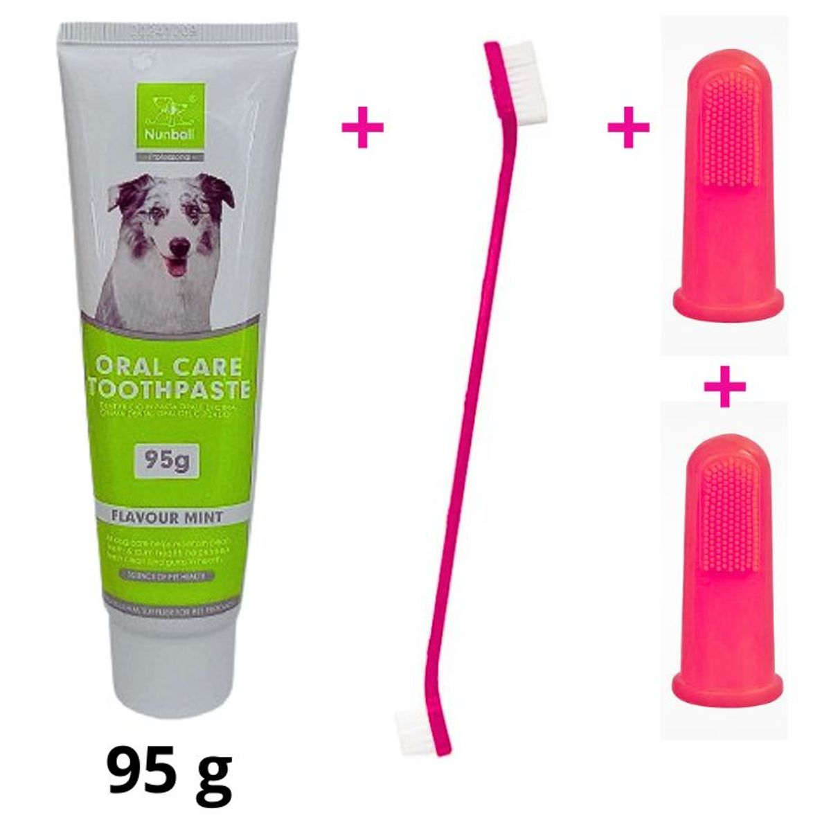 GENERICO - KIT CEPILLO DE DIENTES+PASTA DENTAL PERROS Y MASCOTAS FUCSIA