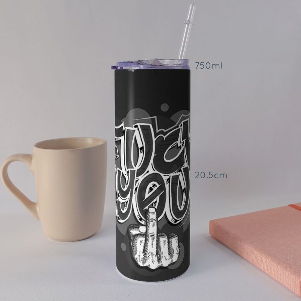 KUSTOMIT - Vaso Tomatodo Tumbler Mug Acero 750ml - Fuck you