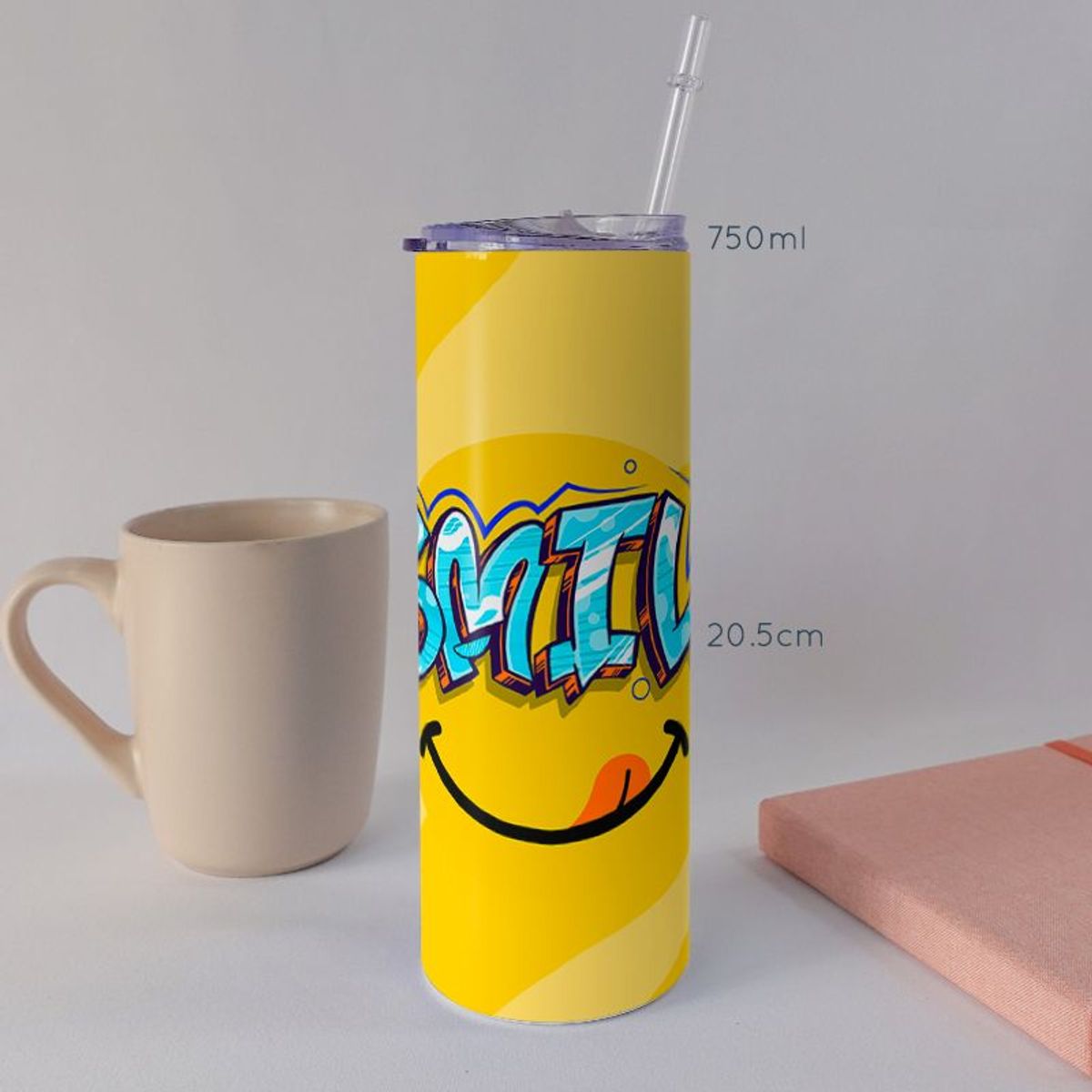KUSTOMIT - Vaso Tomatodo Tumbler Mug Acero 750ml - Smile