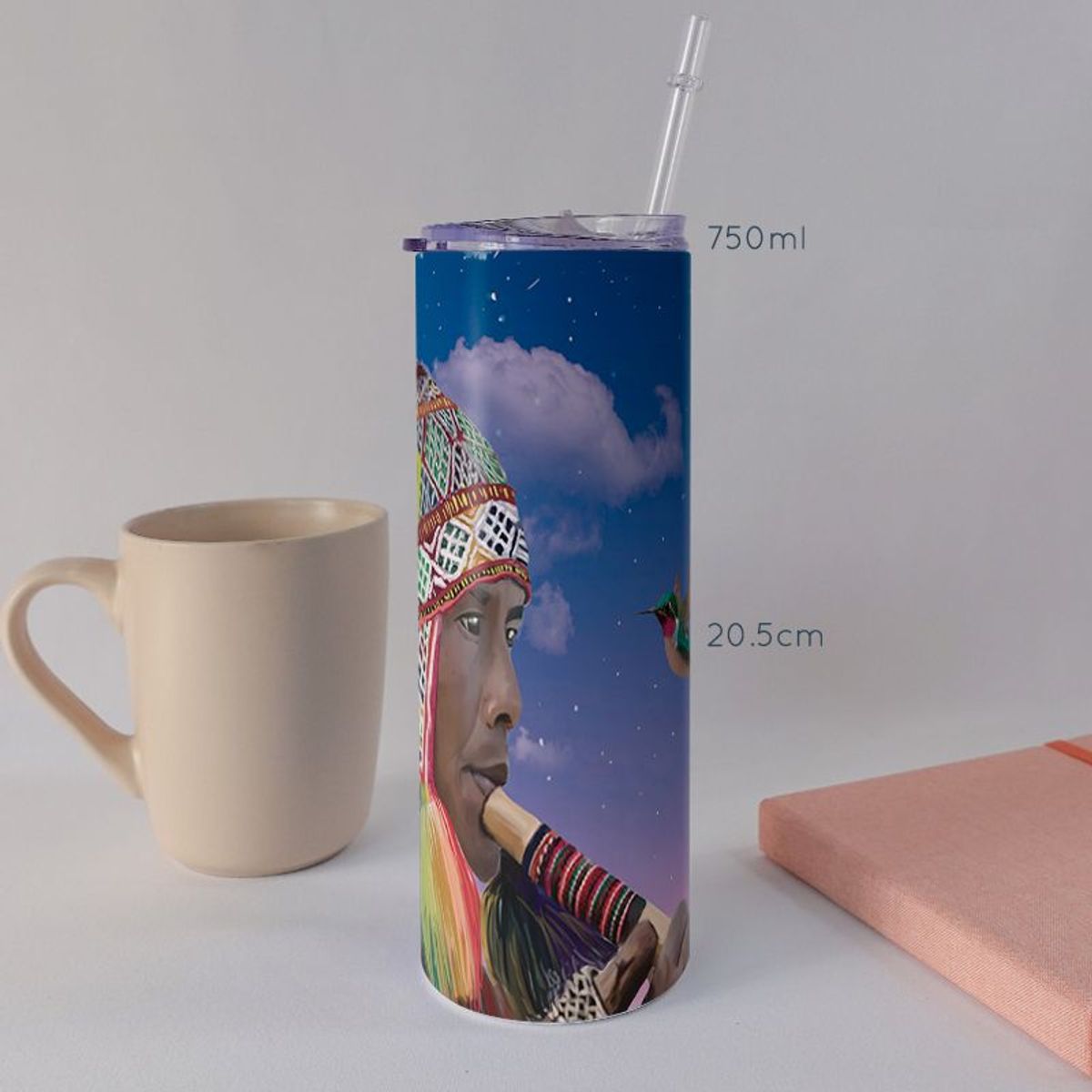 KUSTOMIT - Vaso Tomatodo Tumbler Mug Acero 750ml - El baile de los colibries